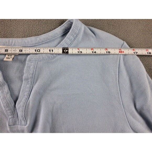 Orvis T-Shirt Top Blouse Women's Large Light Blue V-Neck 3/4 Sleeve Pima Cotton - Picture 8 of 11